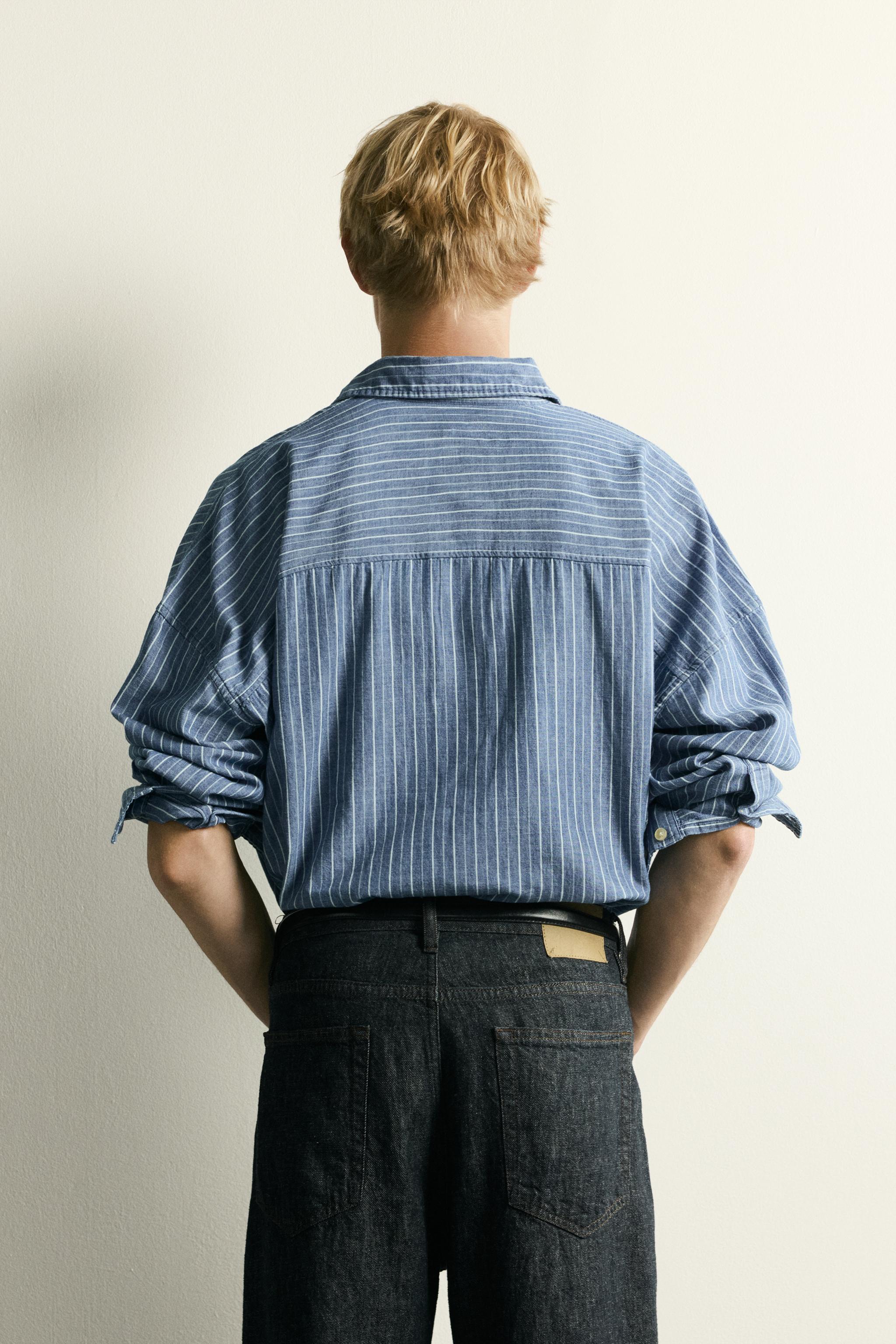 CHEMISE POLO EN DENIM LÉGER À RAYURES