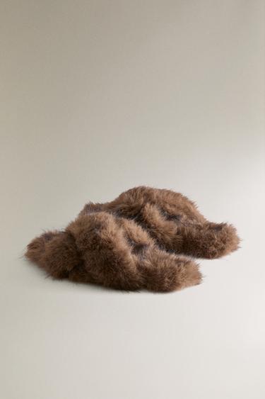 SANDALE CROISÉE FOURRURE - Marron de Zara - Image 3