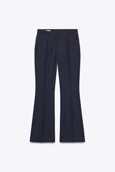 STRAIGHT-LEG TROUSERS - Navy blue by Zara