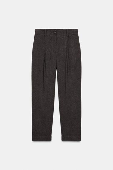 PANTALON À PINCES ÉLASTIQUE AU DOS - Marron de Zara - Image 6