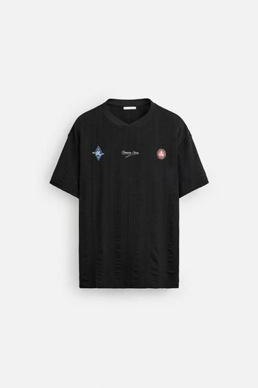 RETRO FOOTBALL PRINT T-SHIRT - Black by Zara