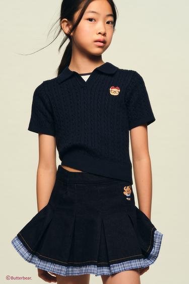 BUTTERBEAR © CABLE-KNIT POLO SHIRT - Navy blue by Zara