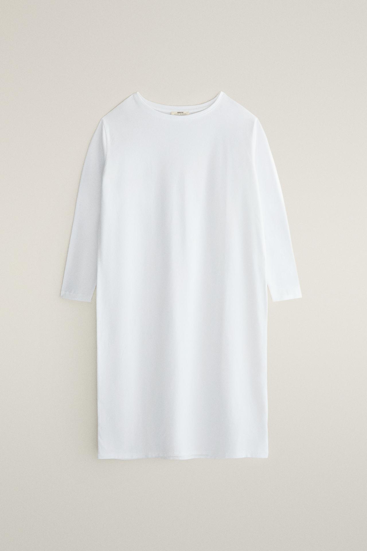 LONG SLEEVE COTTON NIGHTGOWN — White