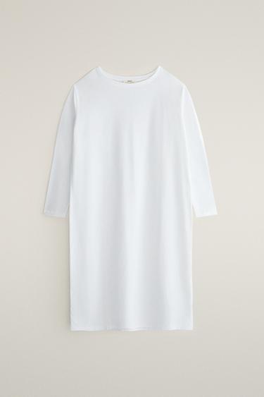 LONG SLEEVE COTTON NIGHTGOWN — White 1
