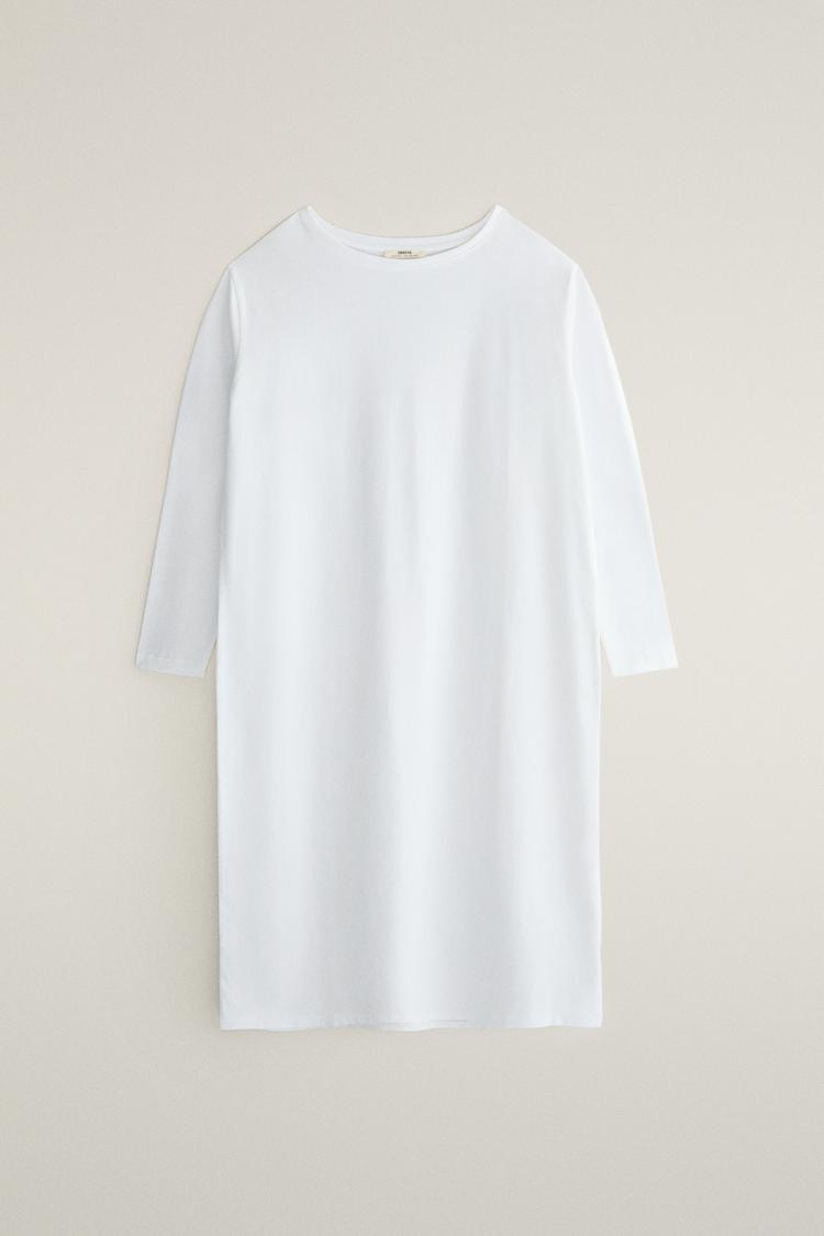 LONG SLEEVE COTTON NIGHTGOWN — White