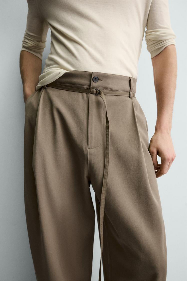 ZARA BALLOON FIT TROUSERS WITH PLEATS AND BELT