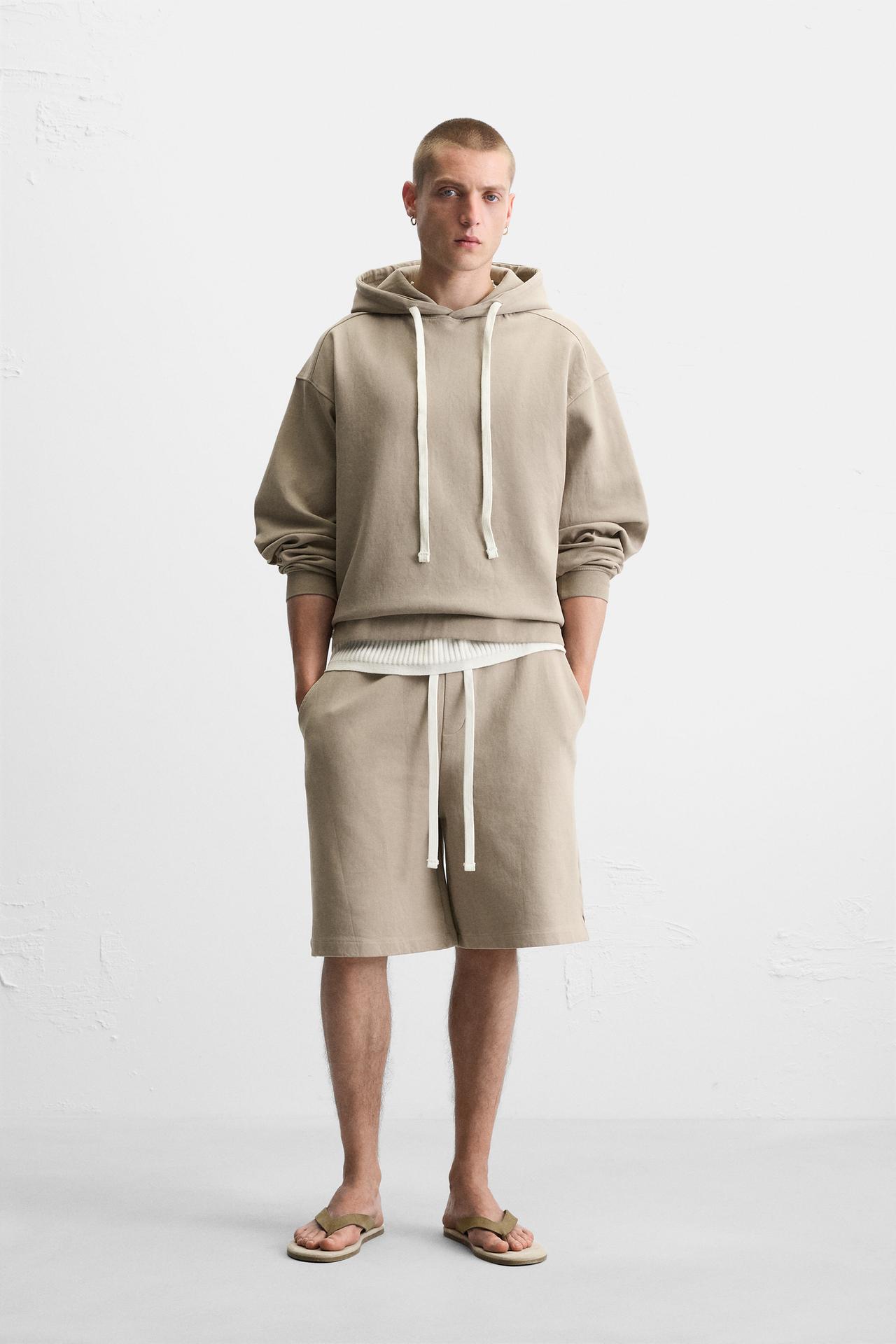Zara REGULAR FIT JOGGER SHORTS - Gray