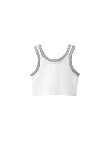 Zara DOUBLE CONTRAST TOP - White - Image 0