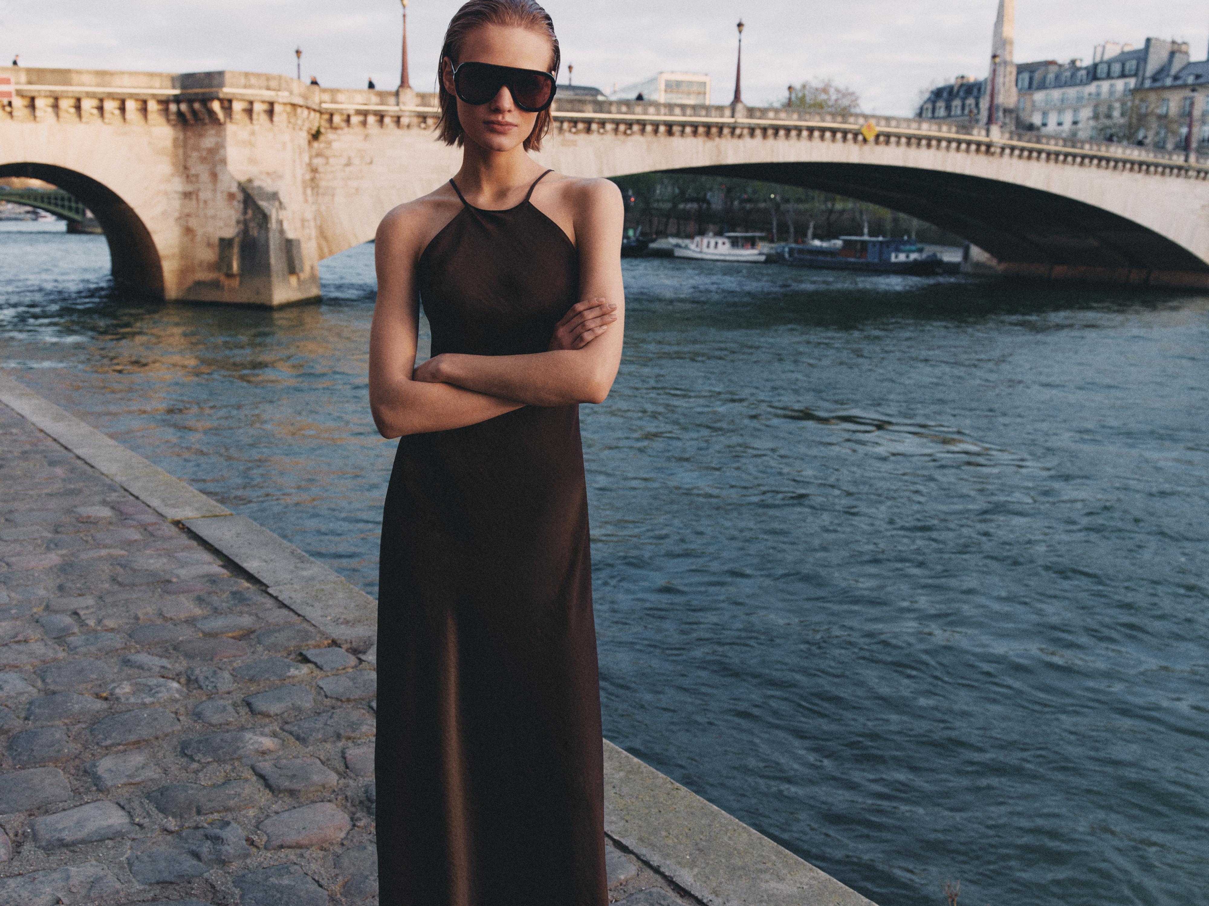 ZW COLLECTION SATIN EFFECT HALTER DRESS