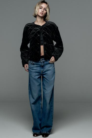 QUILTED VELVET JACKET - Black by Zara - Image 0