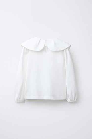 ROMANTIC T-SHIRT WITH PETER PAN COLLAR - White by Zara - Image 1