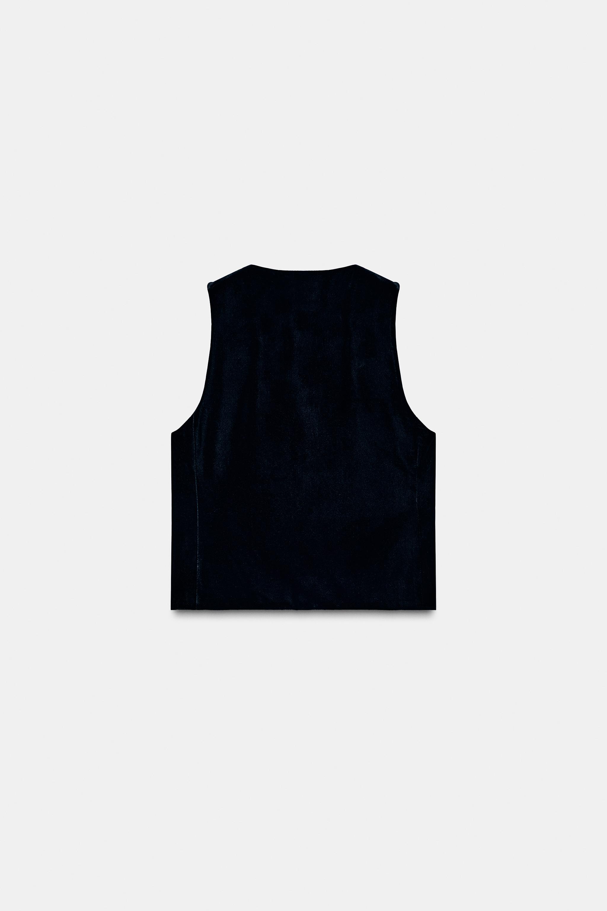 ZWコレクション ベルベット刺繍ベスト - ブラック | ZARA Japan / 日本