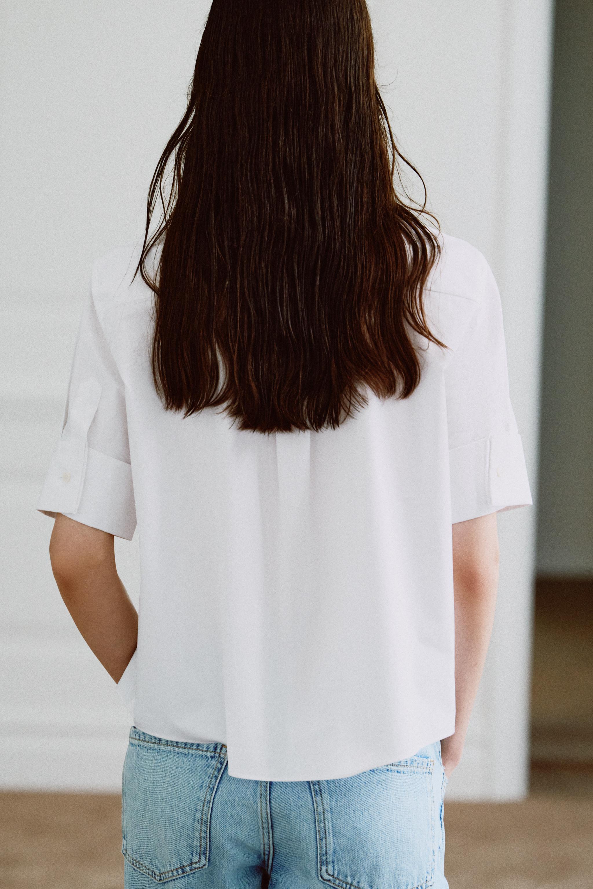 ZW COLLECTION TIE BIB SHIRT - White | ZARA United States
