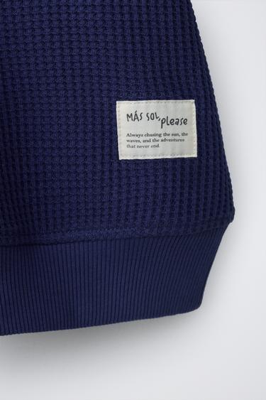 HAUT EN MOLLETON WAFFLE - Bleu roi de Zara - Image 3