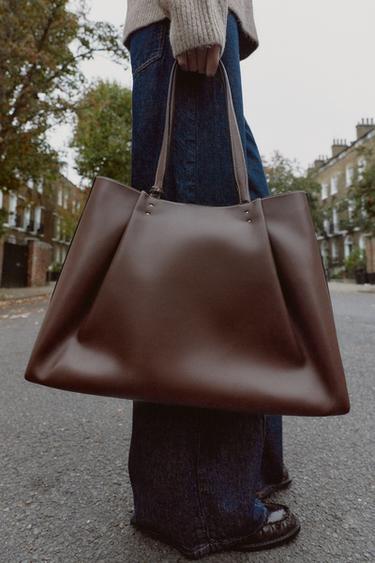 LARGE TOTE BAG - Chocolate by Zara - Image 0