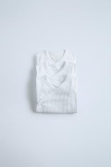 6 MESES - 3 AÑOS/ PACK TRES BODIES CUELLO REDONDO - Blanco de Zara
