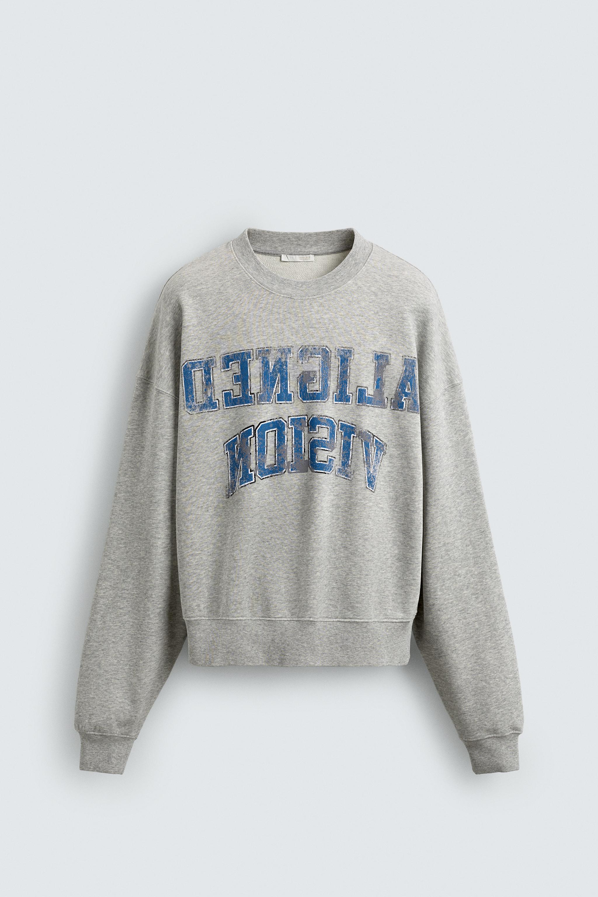 ◆すーら★◆ VARSITY PRINT CREWNECK SWEATSHIRT - Gray marl | ZARA United