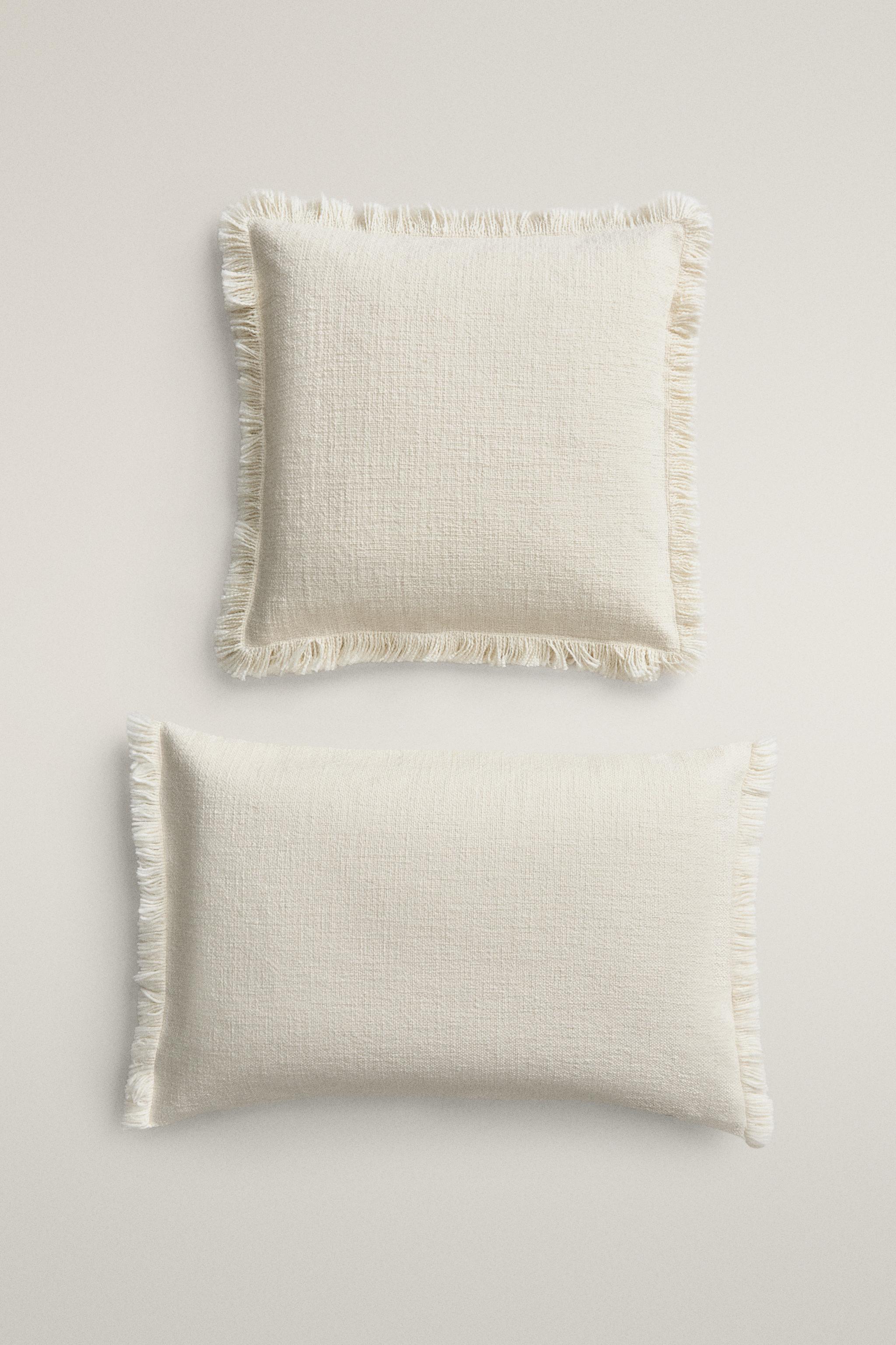 STRIPED FRINGE THROW PILLOW COVER