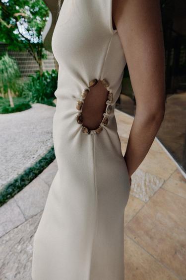 ROBE EN MAILLE CUT-OUT À BOULES - Écru de Zara - Image 3