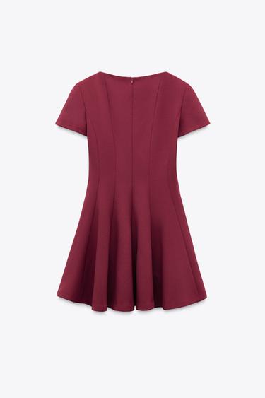 ROBE COURTE GODETS COLLECTION ZW - Bordeaux de Zara - Image 5