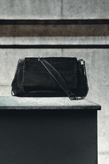LEATHER SHOULDER BAG - Black by Zara