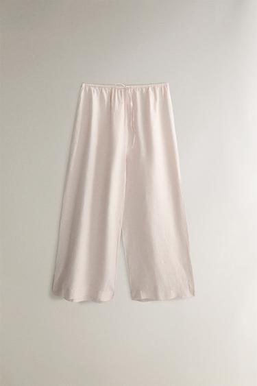 LINEN TROUSERS - Pale pink by Zara