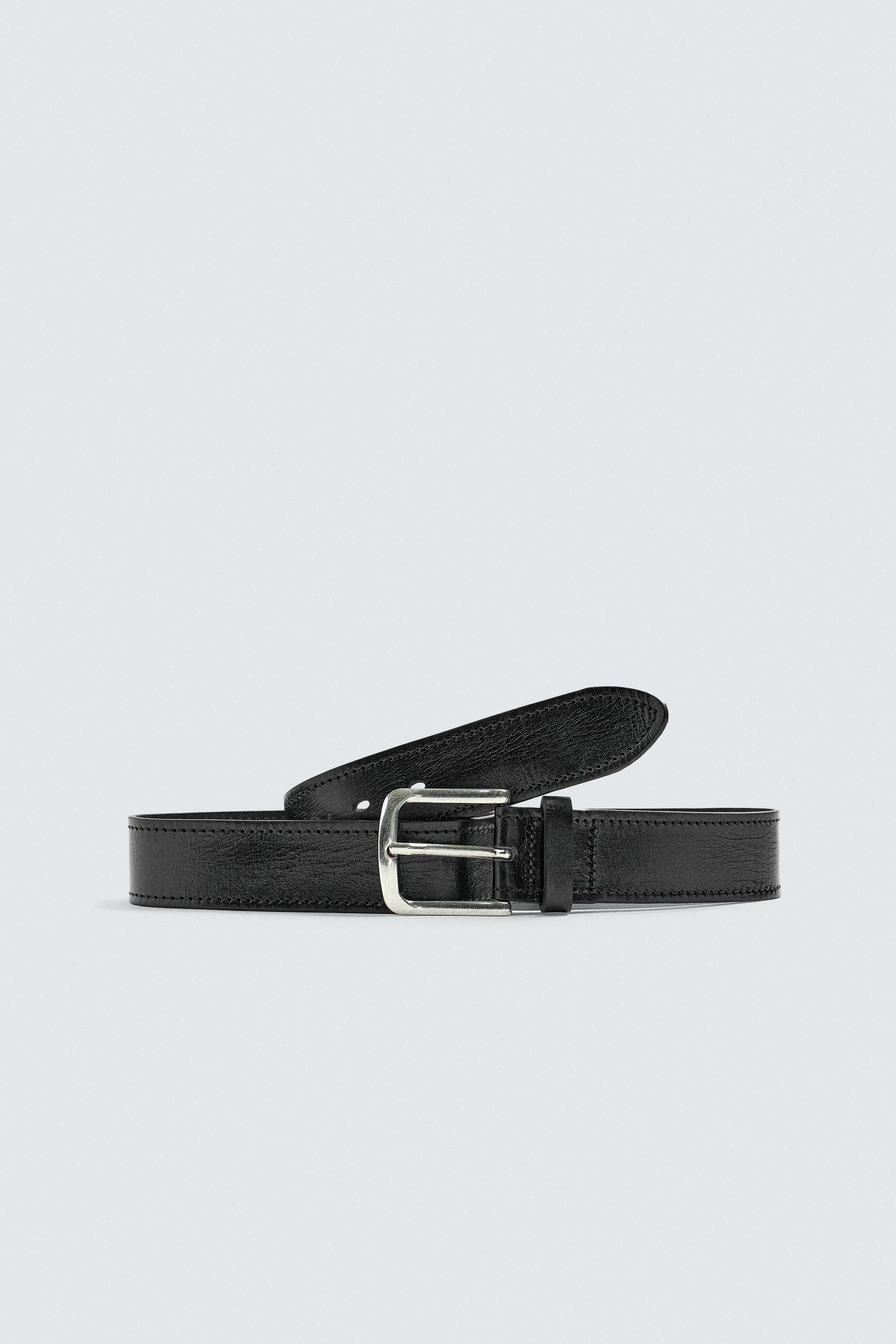ZARA メタルチップ付きレザーベルト JP95(L)新品未使用 完売品 ZARA メタルチップ付きレザーベルト JP95(L)新品未使用
