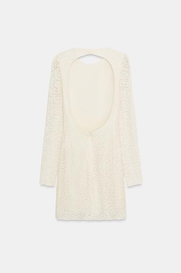 ROBE COURTE EN DENTELLE - Blanc cassé de Zara - Image 5