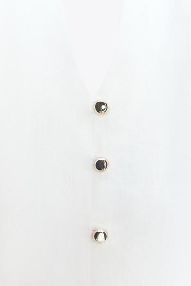 TOP GILET HALTER AVEC LIN - Blanc de Zara - Image 7