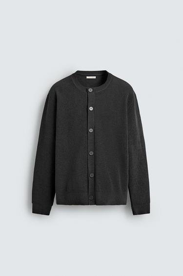 Zara 結構雪尼爾開襟衫 - 灰色