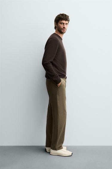 PANTALON STRAIGHT FIT SERGÉ - Kaki foncé de Zara - Image 3
