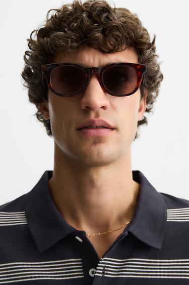 STRIPED PIQUÉ POLO SHIRT - Navy blue by Zara - Image 4