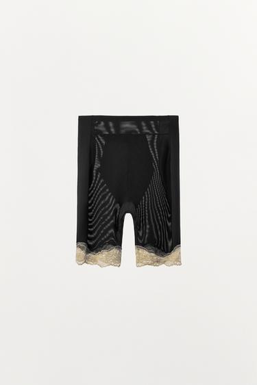 POLYAMIDE BLEND LACE SHORTS - Black by Zara - Image 4