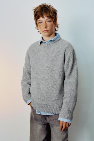 PLAIN KNIT JUMPER - Grey by Zara