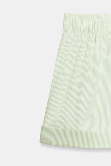 STRIPED POPLIN SHORTS - Green/White by Zara - Image 9