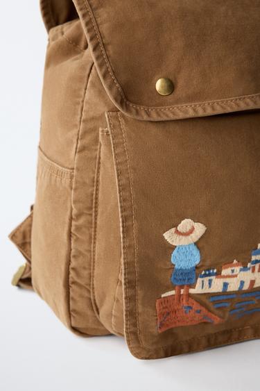 EMBROIDERED BACKPACK - Brown by Zara - Image 2