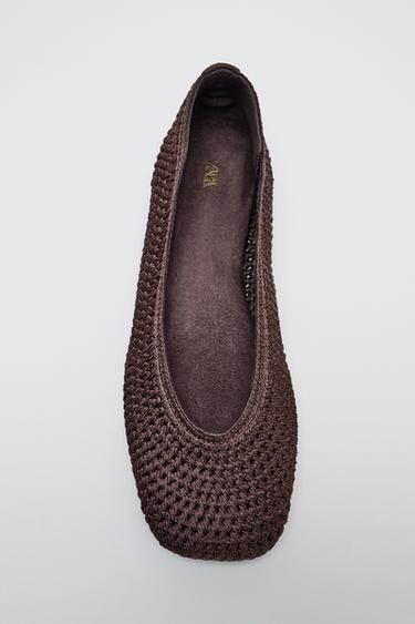 BRAIDED BALLET FLATS - Brown by Zara