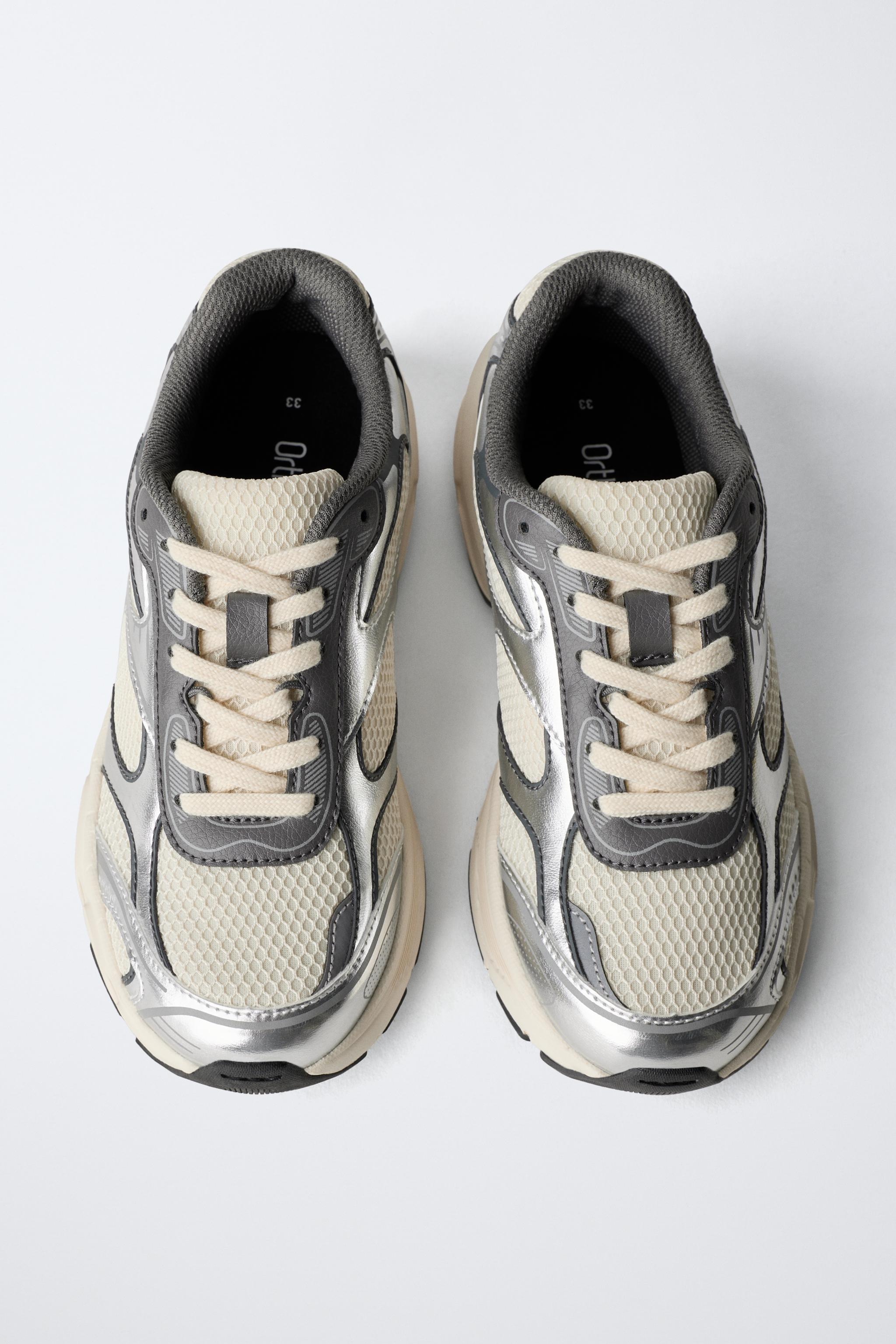 MESH ATHLETIC SNEAKERS - Silver | ZARA United States