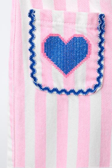 STRIPED TWILL CULOTTES - Pink by Zara