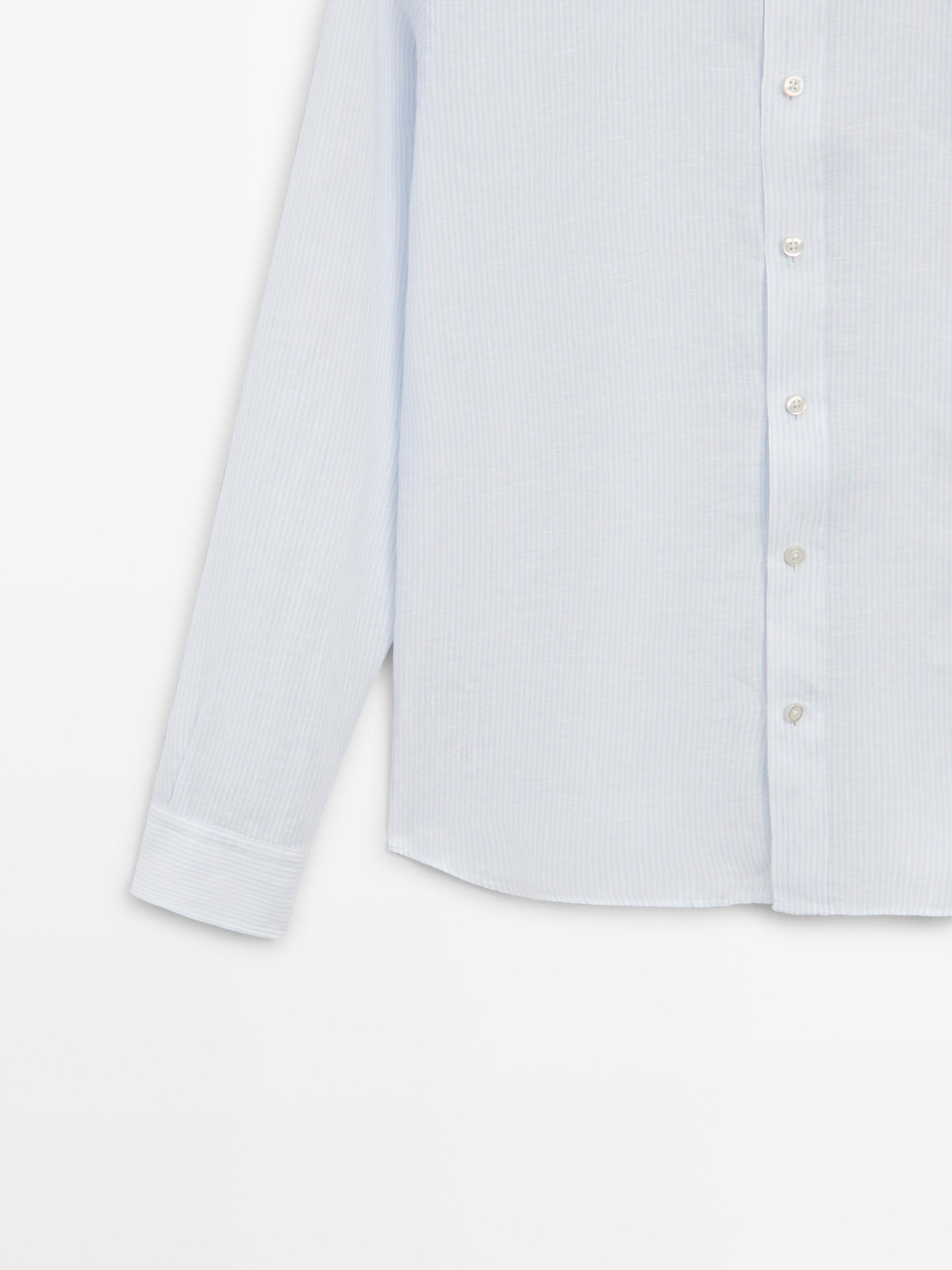 Striped slim fit linen shirt
