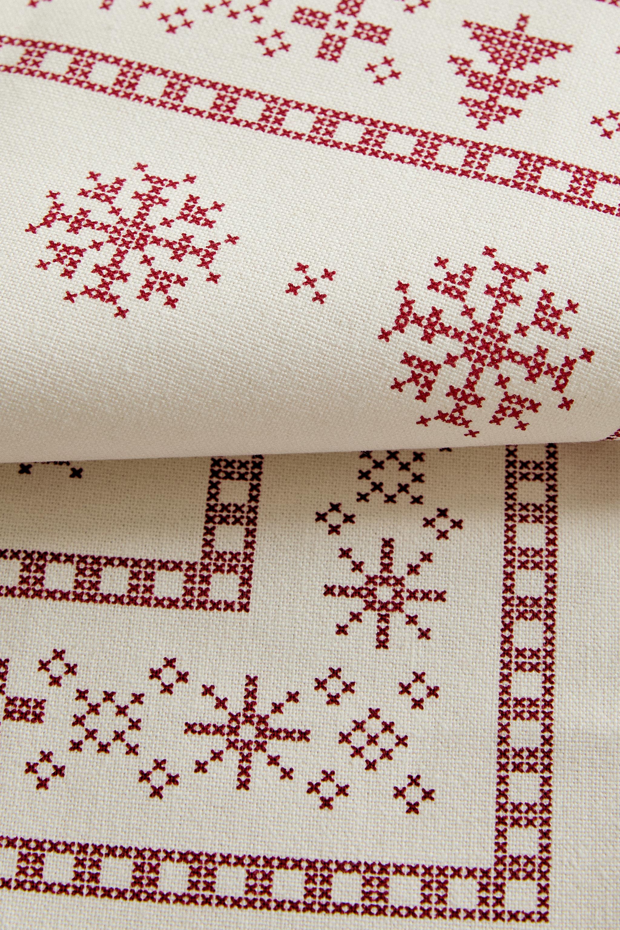 PACK OF CHRISTMAS BORDER PRINT COTTON NAPKINS (PACK OF 2)