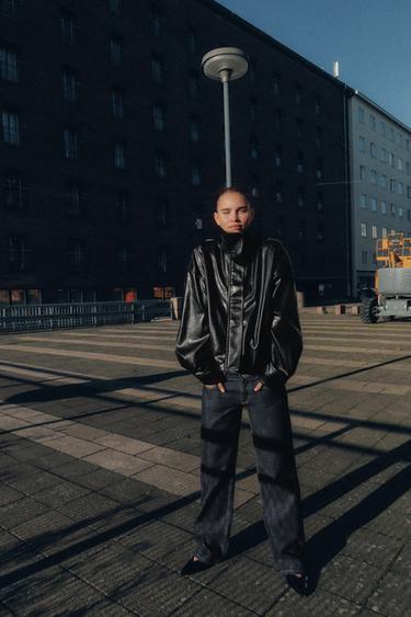 FAUX LEATHER VOLUME JACKET - Black by Zara