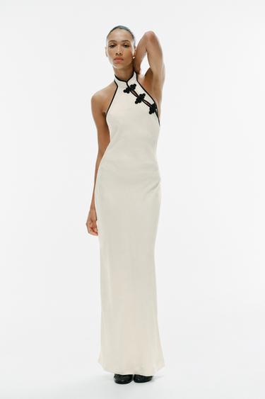 JACQUARD MIDI DRESS WITH FROG FASTENING - Oyster-white by Zara - Image 0