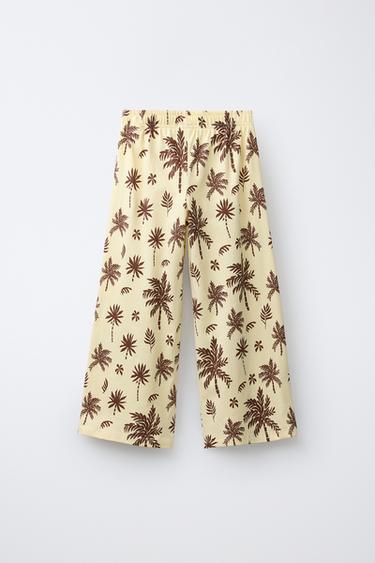 PALM TREE WIDE-LEG TROUSERS - Yellow by Zara - Image 1