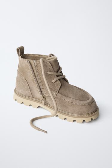 LEATHER BORDÓN BOOTS - Taupe Grey by Zara - Image 2