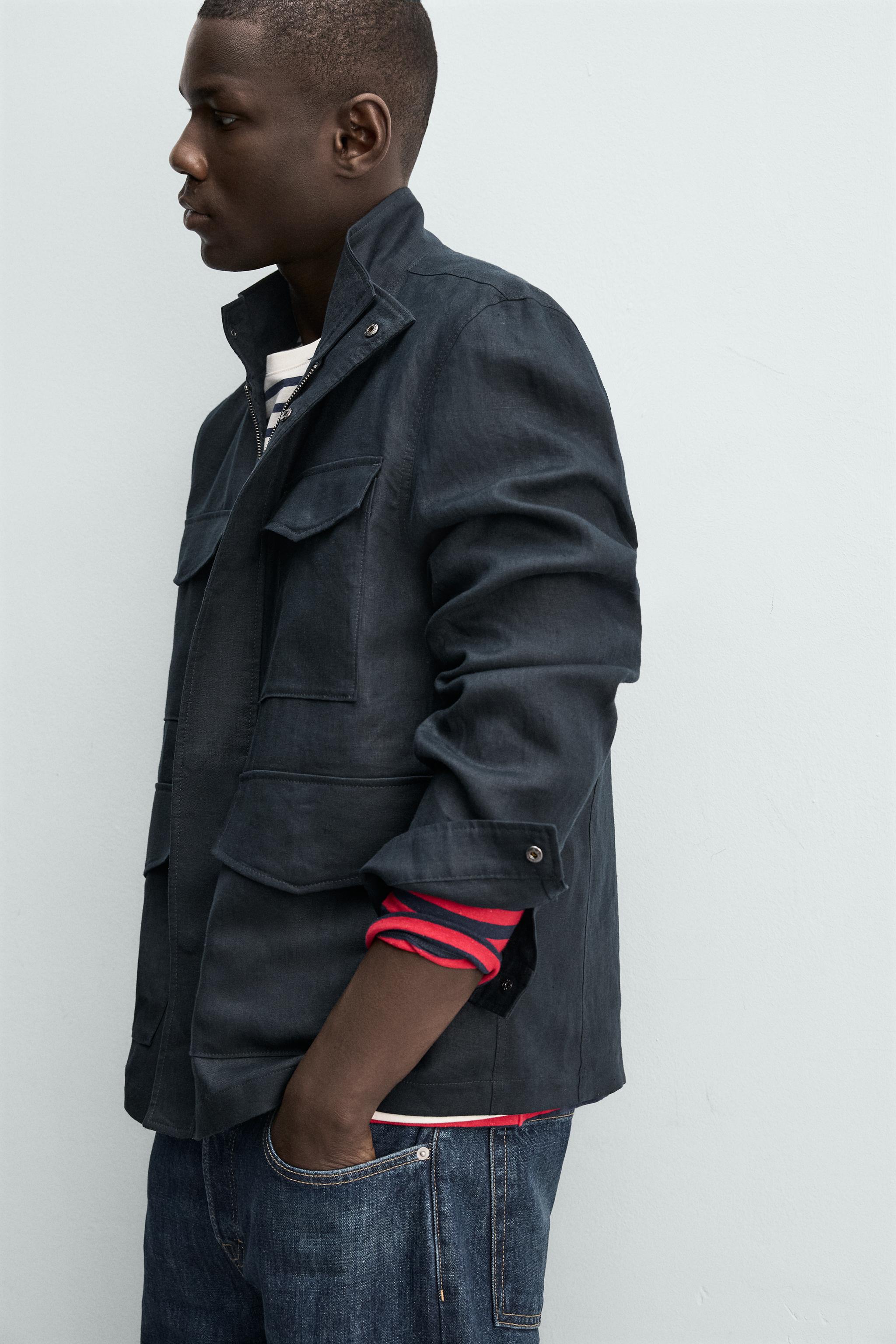 BLOUSON À POCHES 100% LIN