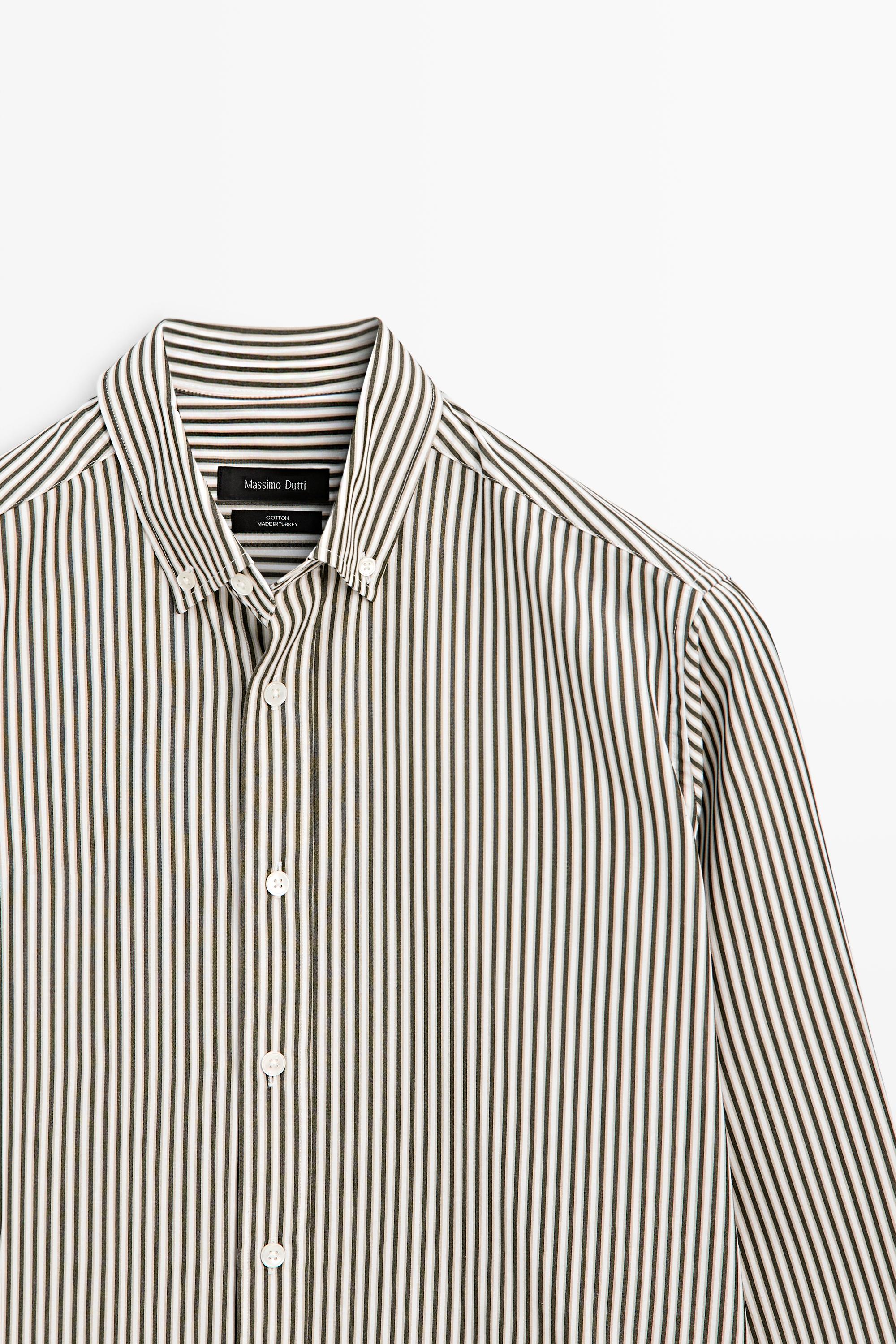 Regular fit striped poplin shirt