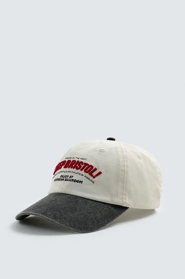 EMBROIDERED SLOGAN CAP - Ecru by Zara