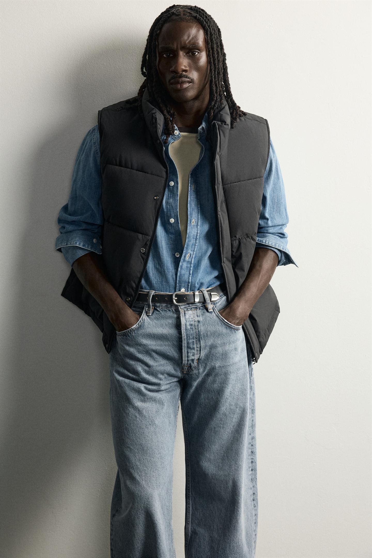 Мужской жилет Zara Quilted Technical Vest, цвет: Чёрный — фото 6