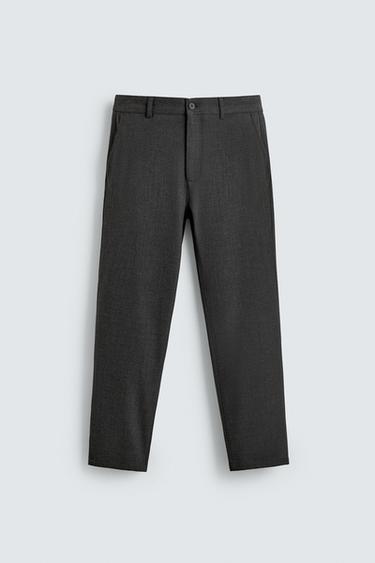 БРЮКИ ЧИНОС ИЗ КОМФОРТНОЙ РЕЛЬЕФНОЙ ТКАНИ — НАТУРАЛЬНЫЙ СЕРЫЙ от Zara